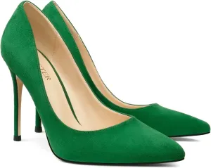 COLETER Women's 4 Inch Pumps Pointy Toe Wedding Dress Shoes Slip on Stiletto Pumps