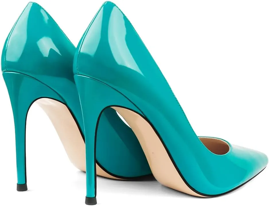 COLETER Women's 4 Inch Pumps Pointy Toe Wedding Dress Shoes Slip on Stiletto Pumps