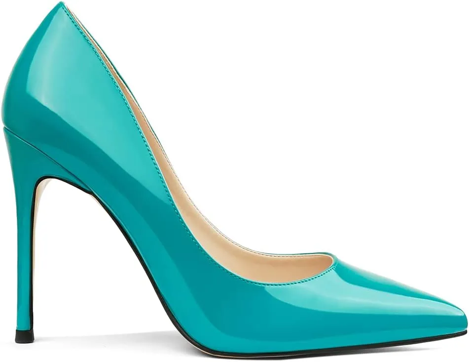 COLETER Women's 4 Inch Pumps Pointy Toe Wedding Dress Shoes Slip on Stiletto Pumps