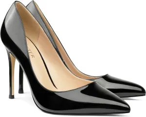 COLETER Women's 4 Inch Pumps Pointy Toe Wedding Dress Shoes Slip on Stiletto Pumps