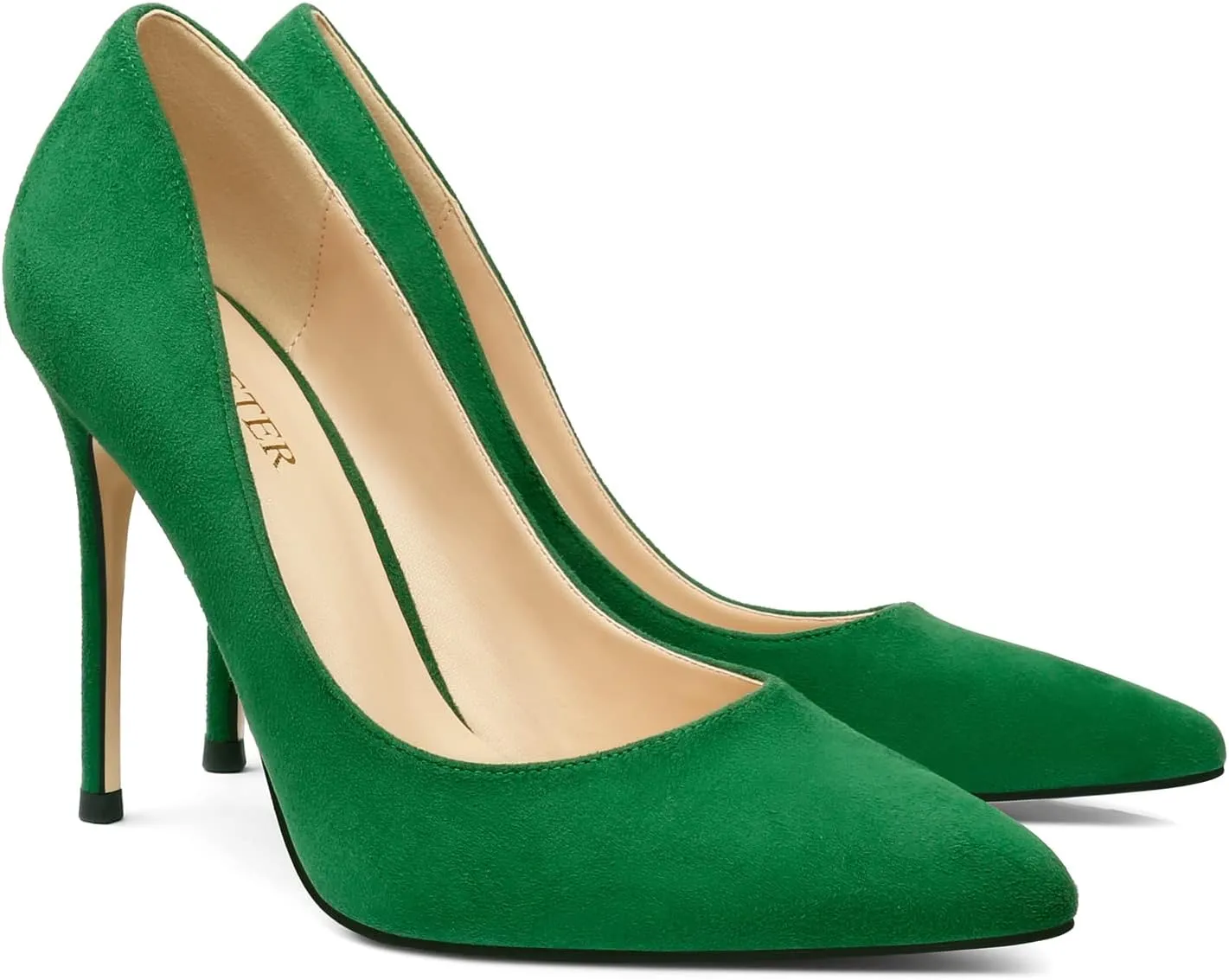 COLETER Women's 4 Inch Pumps Pointy Toe Wedding Dress Shoes Slip on Stiletto Pumps