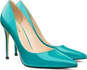 COLETER Women's 4 Inch Pumps Pointy Toe Wedding Dress Shoes Slip on Stiletto Pumps