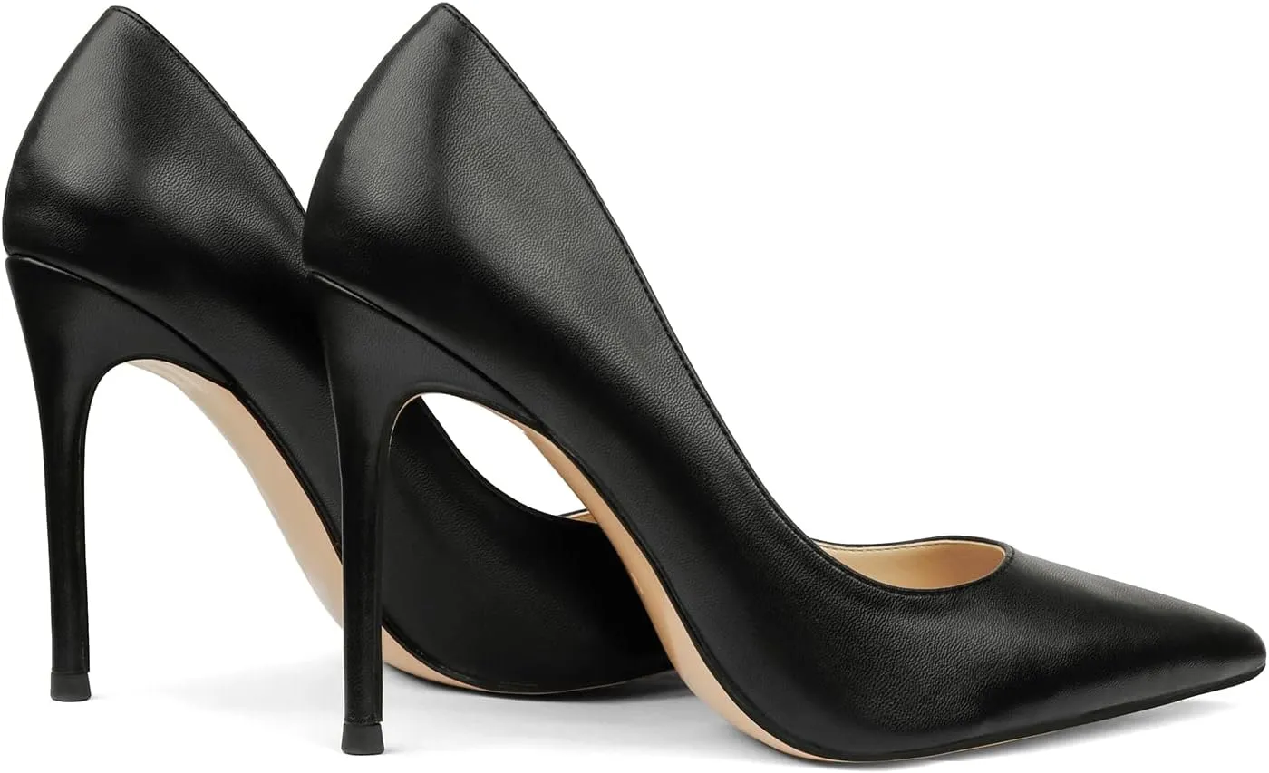 COLETER Women's 4 Inch Pumps Pointy Toe Wedding Dress Shoes Slip on Stiletto Pumps