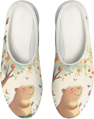 Coloranimal Cute Animal Floral Pattern Pull On Slippers for Women Beach Flat Shoes