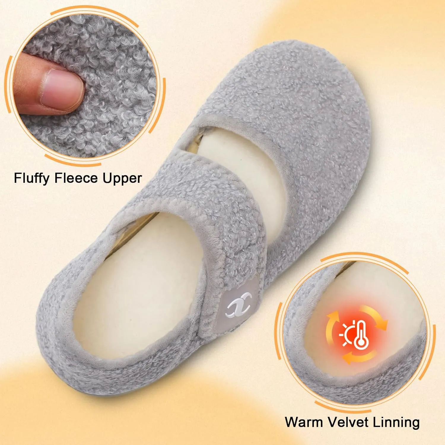 Comfy House Slippers for Women & Men - Wide Diabetic Sock Slippers, Soft & Cozy Barefoot House Shoes