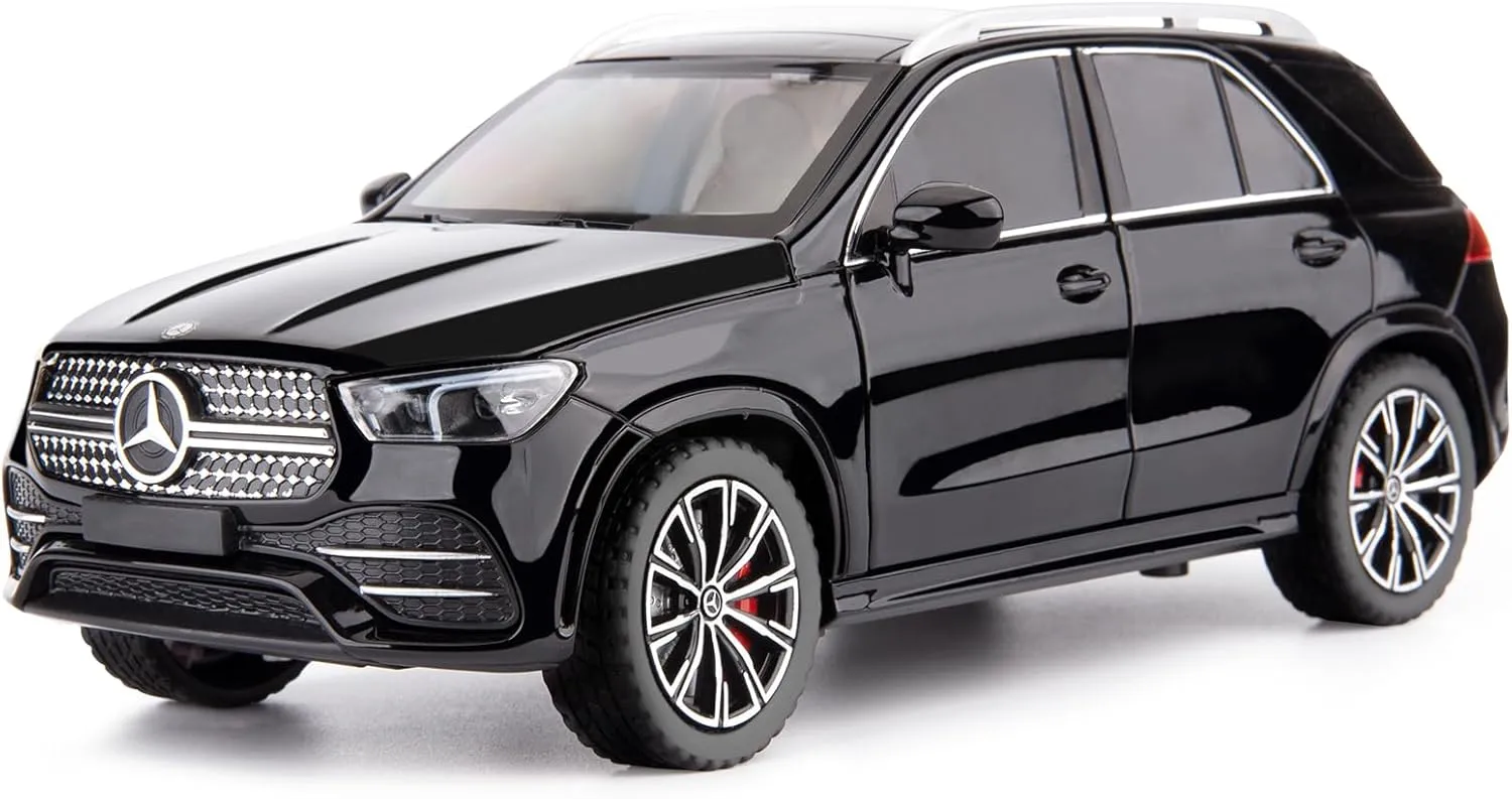 Compatible for 1/24 Alloy Die-cast Benz GLE 350 Toy Car with Sound and Light Pull Back Collection Model Car for Kids Gift (Black)