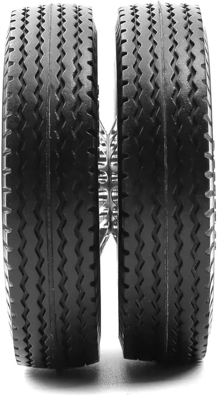 Compatible with Tamiya 1/14 RC Trailer Tractor Truck Car Parts Metal Rear Wheel Hub Rims with 22mm/25mm Width Rubber Tires RC Wheel Tires(Rear)