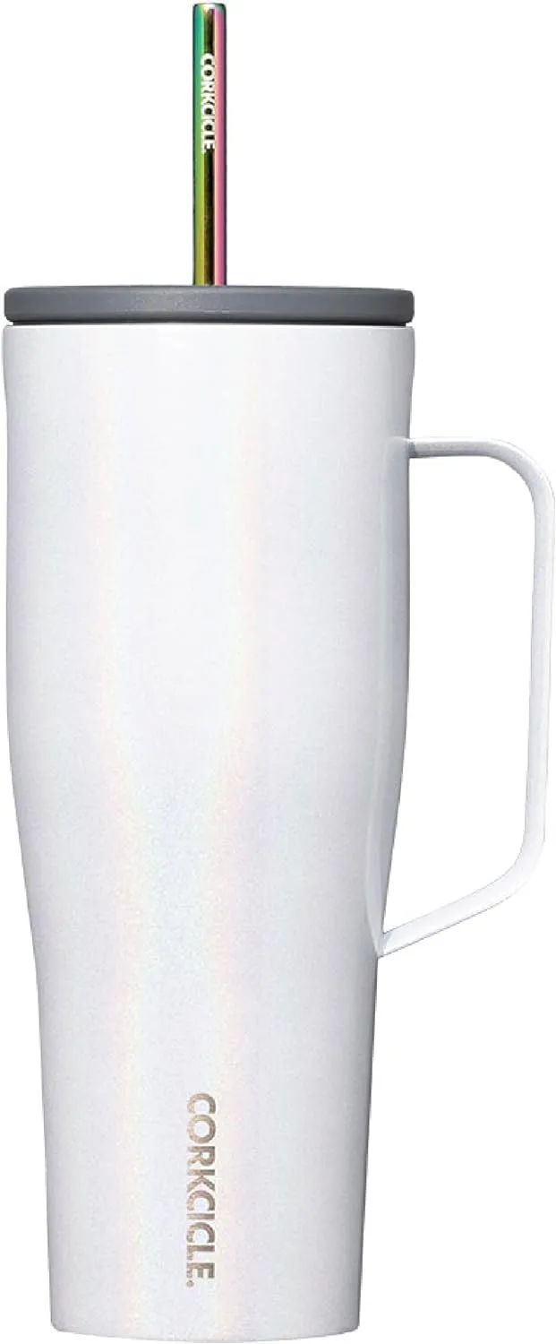 Corkcicle Cold Cup XL Insulated Tumbler with Handle, Lid, & Straw, Sparkle Unicorn Magic, 30 oz – Reusable Cupholder Friendly Water Bottle Keeps Drinks Cold 12hrs