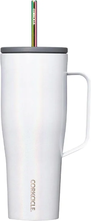 Corkcicle Cold Cup XL Insulated Tumbler with Handle, Lid, & Straw, Sparkle Unicorn Magic, 30 oz – Reusable Cupholder Friendly Water Bottle Keeps Drinks Cold 12hrs