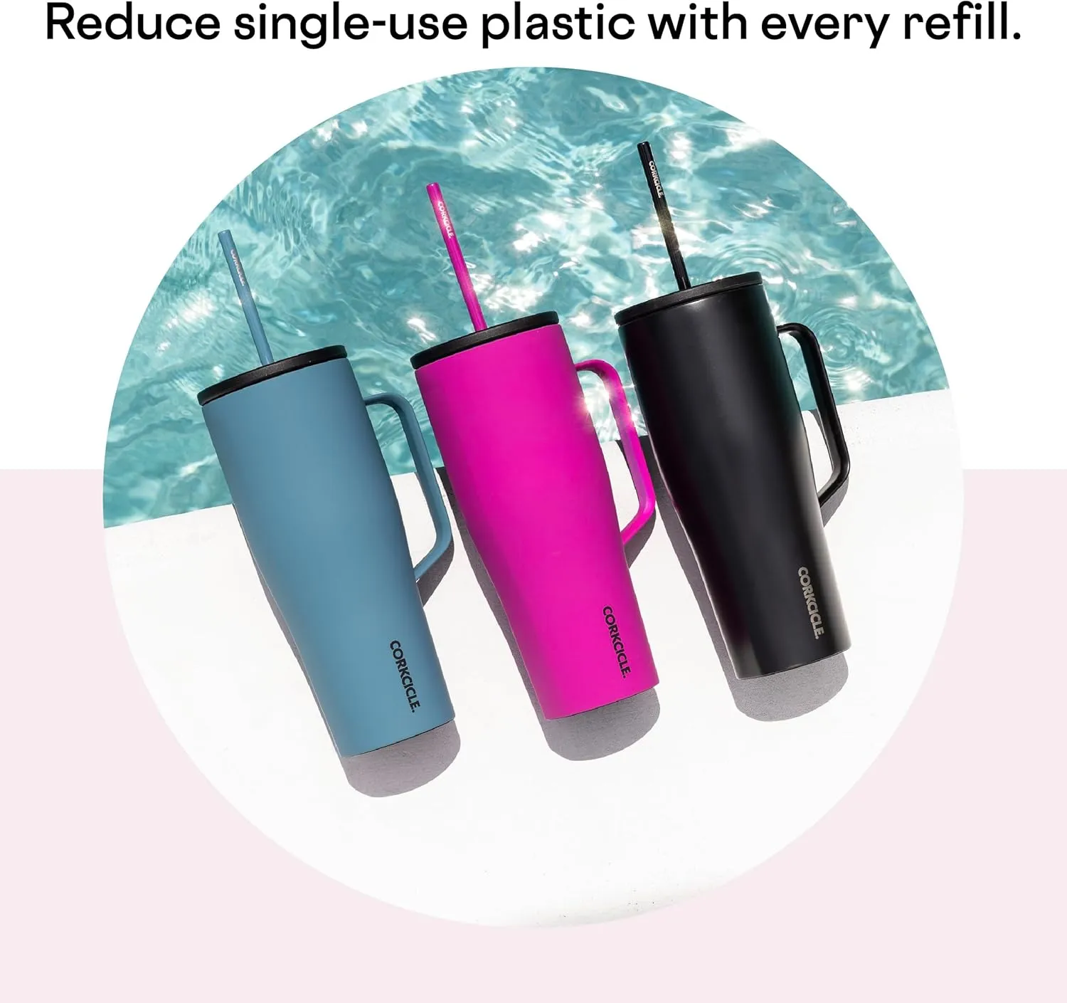 Corkcicle Cold Cup XL Insulated Tumbler with Handle, Lid, & Straw, Sparkle Unicorn Magic, 30 oz – Reusable Cupholder Friendly Water Bottle Keeps Drinks Cold 12hrs