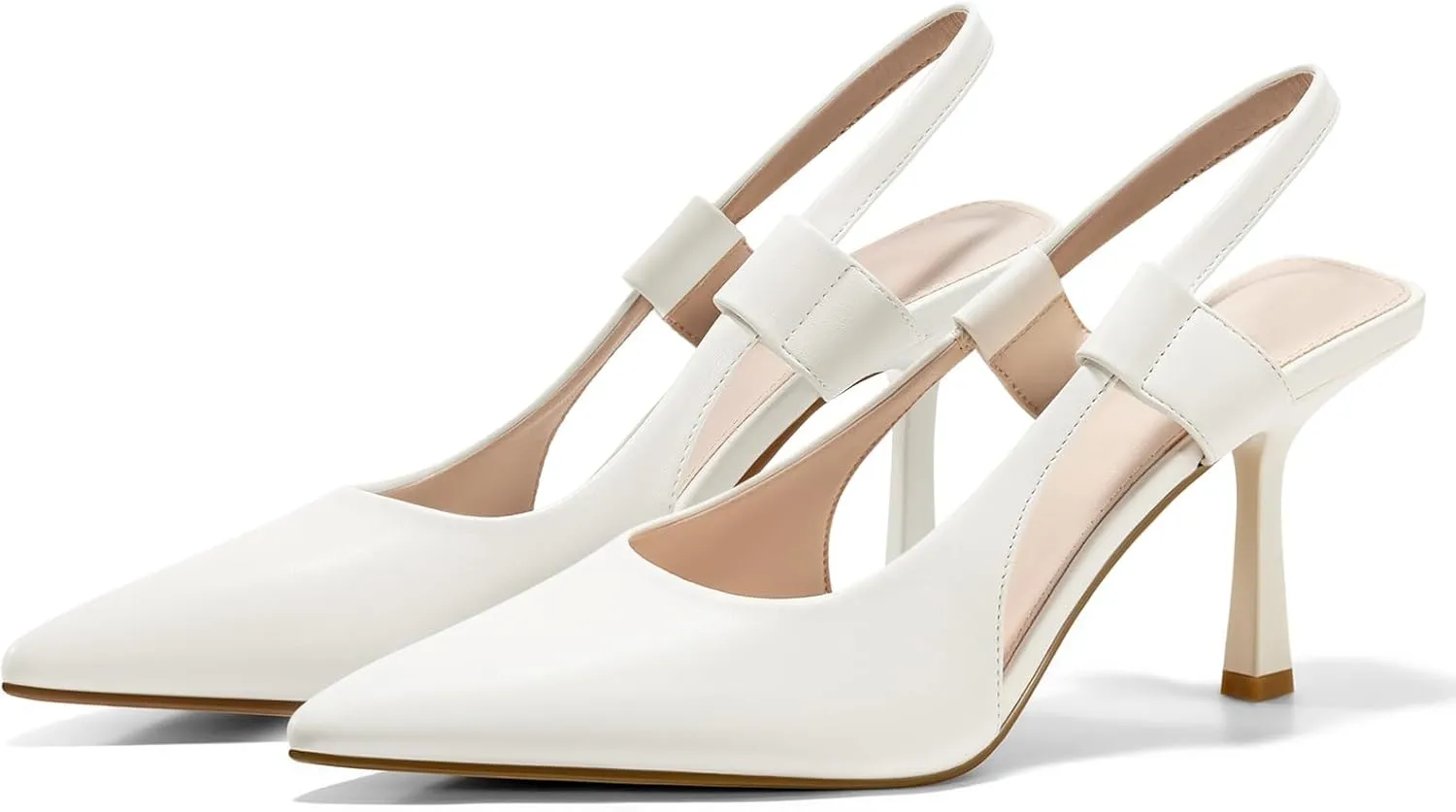 Coutgo Womens Slingback Heels Pumps Closed Pointed Toe Slip-on Kitten Heels Sandals Party Prom Dress Pump Shoes
