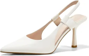 Coutgo Womens Slingback Heels Pumps Closed Pointed Toe Slip-on Kitten Heels Sandals Party Prom Dress Pump Shoes