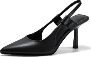 Coutgo Womens Slingback Heels Pumps Closed Pointed Toe Slip-on Kitten Heels Sandals Party Prom Dress Pump Shoes