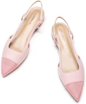 C.Paravano Women's Pointed Toe Slingback Flats | Comfort Heeled Sandals | Slip-On Flats | Perfect for Casual, Business, Party, Date