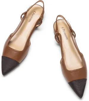 C.Paravano Women's Pointed Toe Slingback Flats | Comfort Heeled Sandals | Slip-On Flats | Perfect for Casual, Business, Party, Date