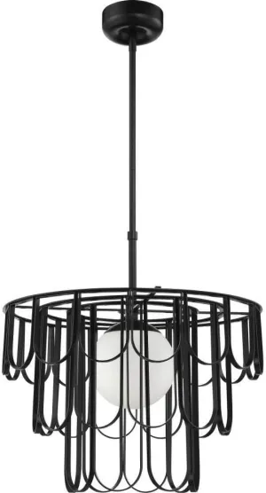 Craftmade 54992-FB Melody Inverted Arche Frame Pendant, 1-Light 40 Watt, 24"H x 24"W, Flat Black