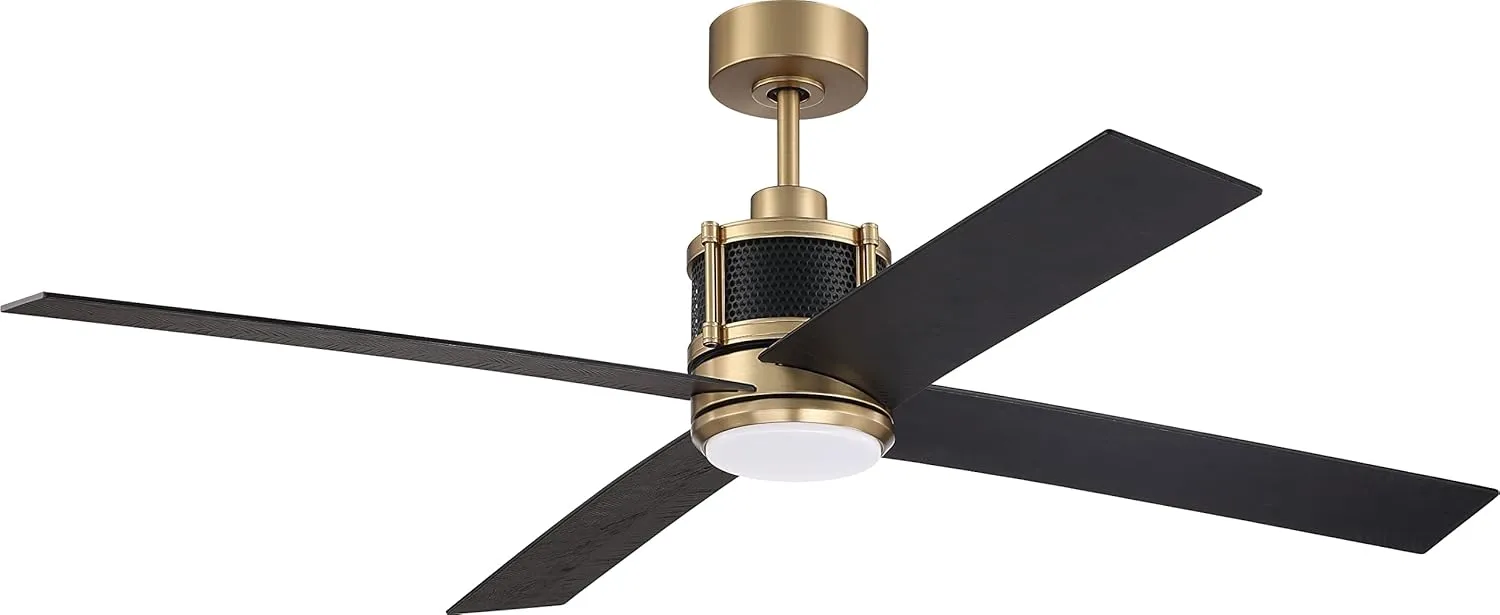 Craftmade GRG56SBFB4 Gregory 56" Ceiling Fan with LED Lights and Remote, Satin Brass/Flat Black