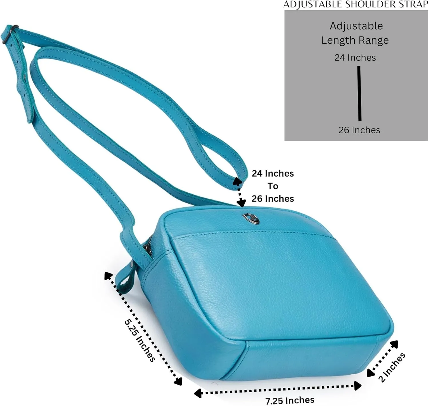 Crossbody Sling Bag for Women Trendy Real Leather Purse Mini Soft Pebbled Crossover with Card Case