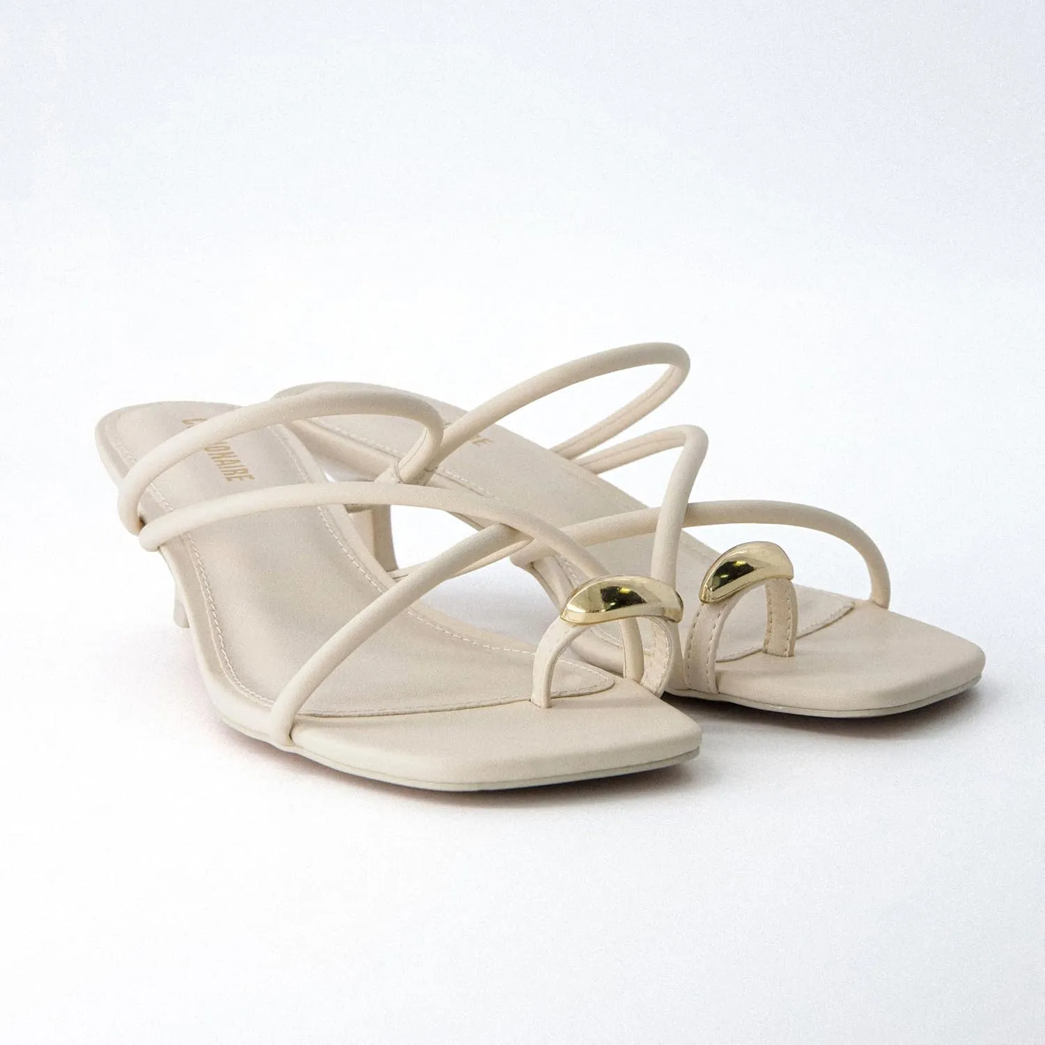 CUSHIONAIRE Maui Women’s Strappy Toe-Ring Slip On Kitten Heel – Vegan Leather Dress Sandal   Memory Foam