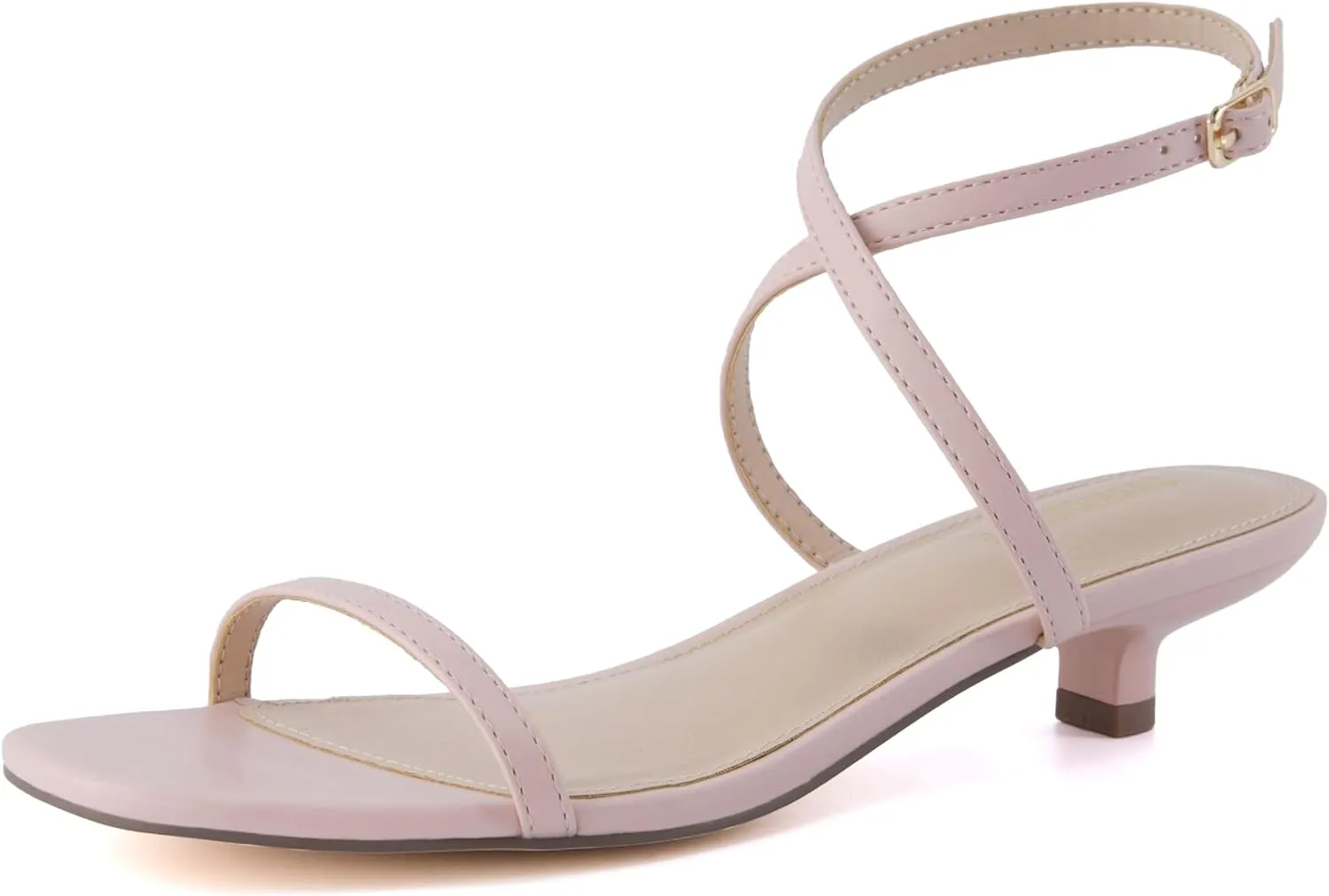 CUSHIONAIRE Sonata Women’s Ankle Wrap One Band Kitten Heel Sandal – Strappy Faux Leather Dress Shoe with Adjustable Buckle