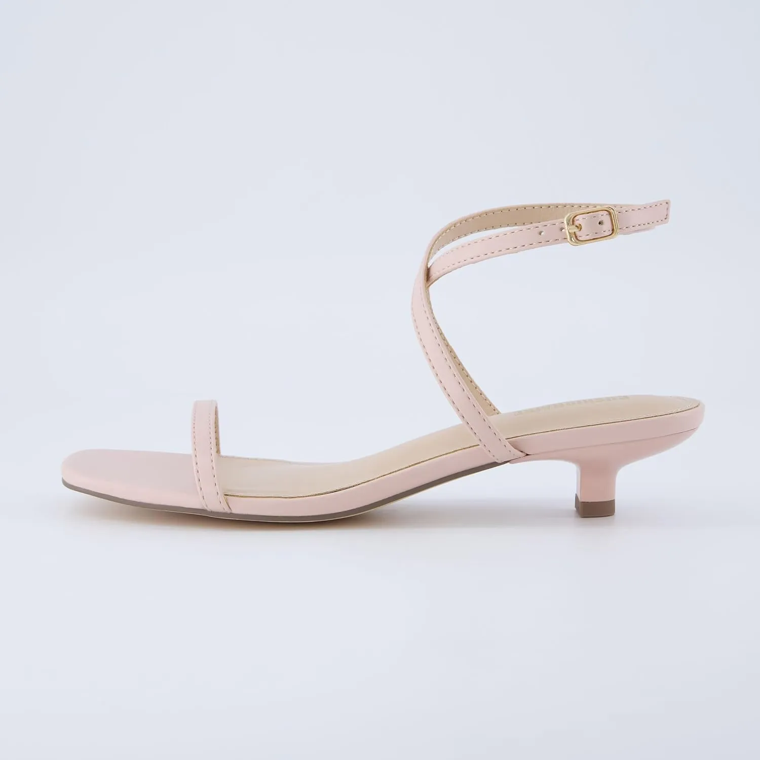 CUSHIONAIRE Sonata Women’s Ankle Wrap One Band Kitten Heel Sandal – Strappy Faux Leather Dress Shoe with Adjustable Buckle