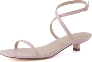 CUSHIONAIRE Sonata Women’s Ankle Wrap One Band Kitten Heel Sandal – Strappy Faux Leather Dress Shoe with Adjustable Buckle