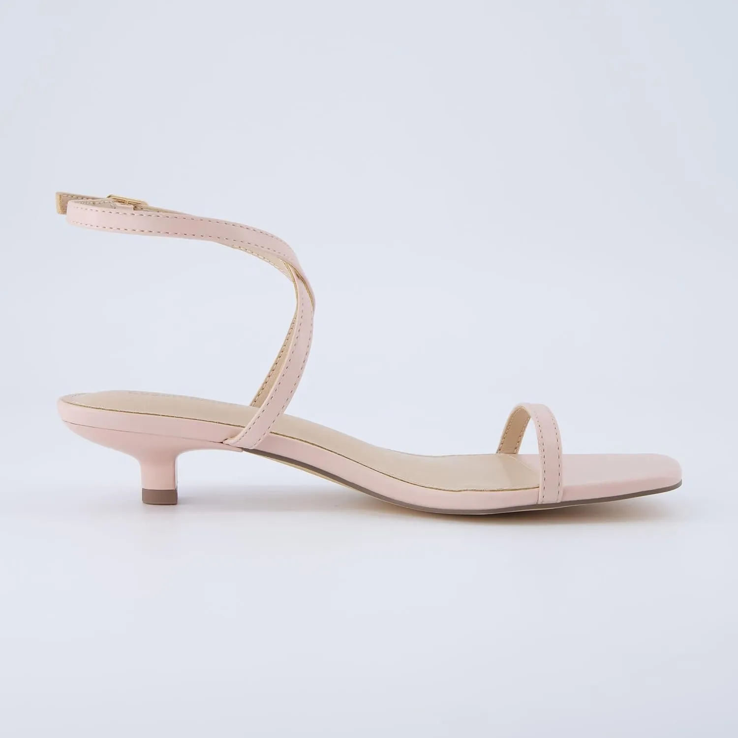 CUSHIONAIRE Sonata Women’s Ankle Wrap One Band Kitten Heel Sandal – Strappy Faux Leather Dress Shoe with Adjustable Buckle