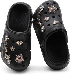 Cute Butterfly-Themed Lightweight Girls' Clogs, Platform Soft Sole Closed Toe EVA Home Garden Clog Shoes, Two-Way Wear Breathable Beach Clogs, Trendy Non-Slip Slip-On Sandals