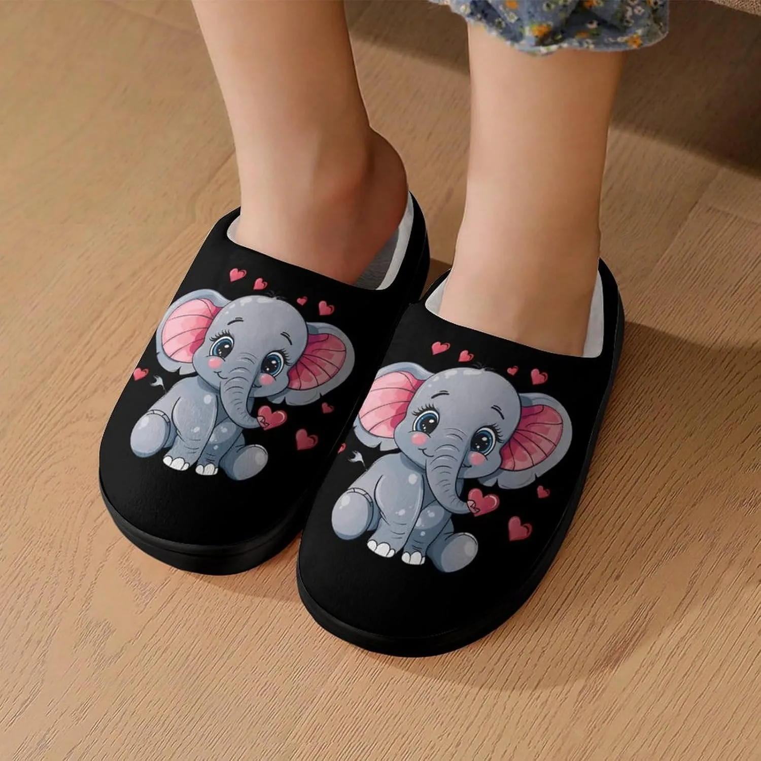 Cute Elephant Soft Slippers for Girls Boys Non-slip Warm House Slippers Cute Home Shoes