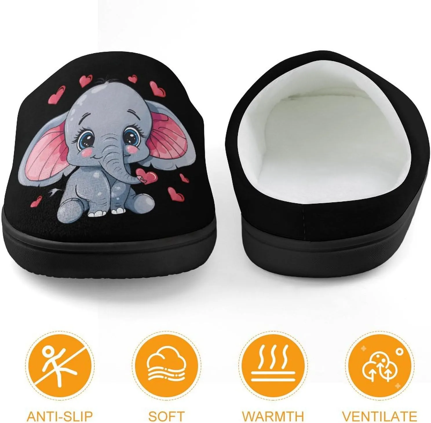 Cute Elephant Soft Slippers for Girls Boys Non-slip Warm House Slippers Cute Home Shoes
