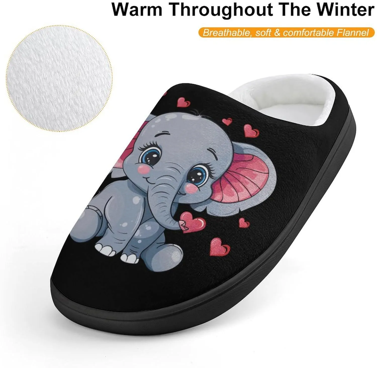 Cute Elephant Soft Slippers for Girls Boys Non-slip Warm House Slippers Cute Home Shoes
