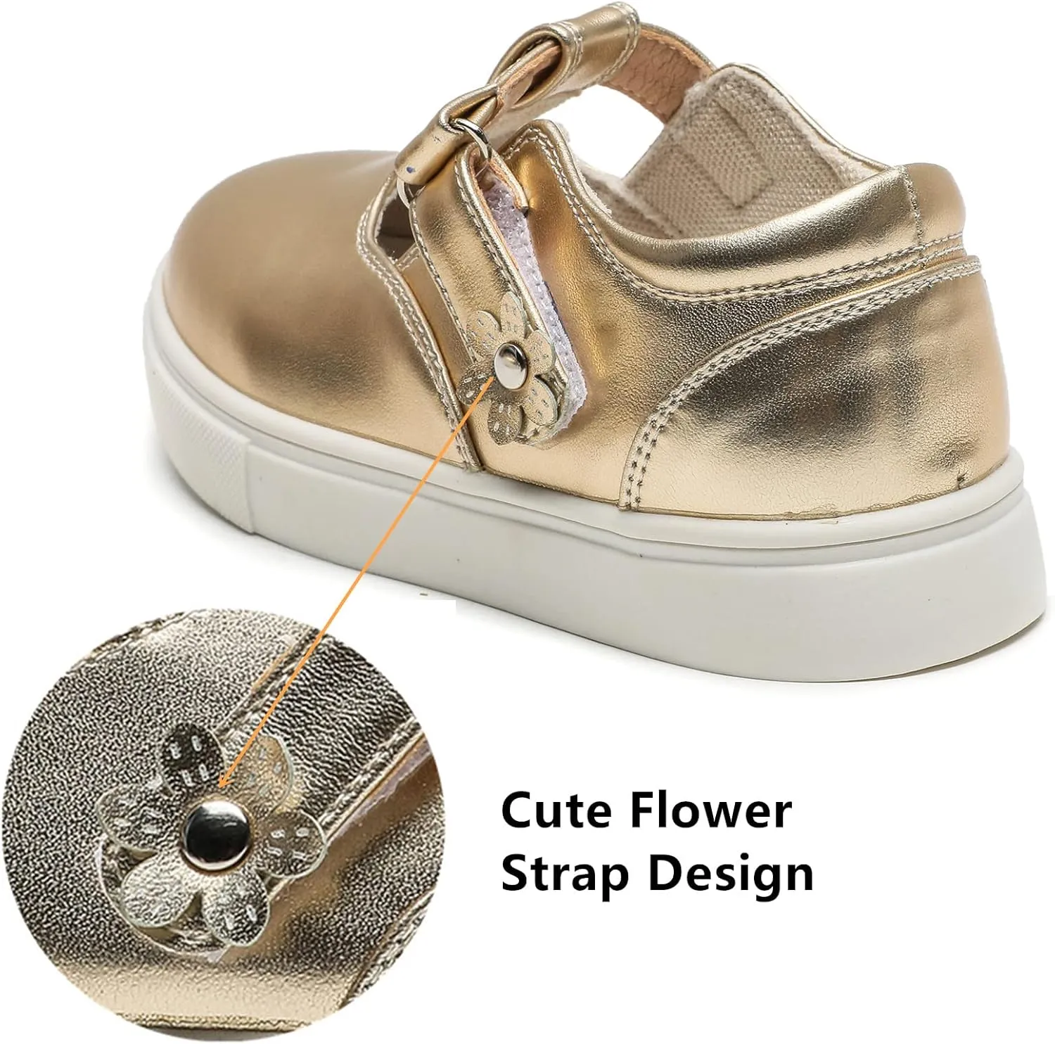 DADAWEN Girls Cute Mary Jane Flats School Uniform Shoes Comfort Sneakers (Toddler/Little Kid/Big Kid)
