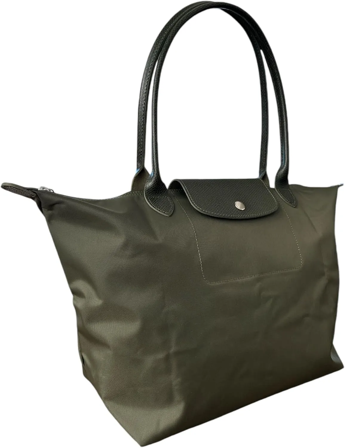 Designer-like Tote | Genuine Leather Trimming | Foldable | Nylon | Lightweight | Zipper Closure | Flat Inside Pockets