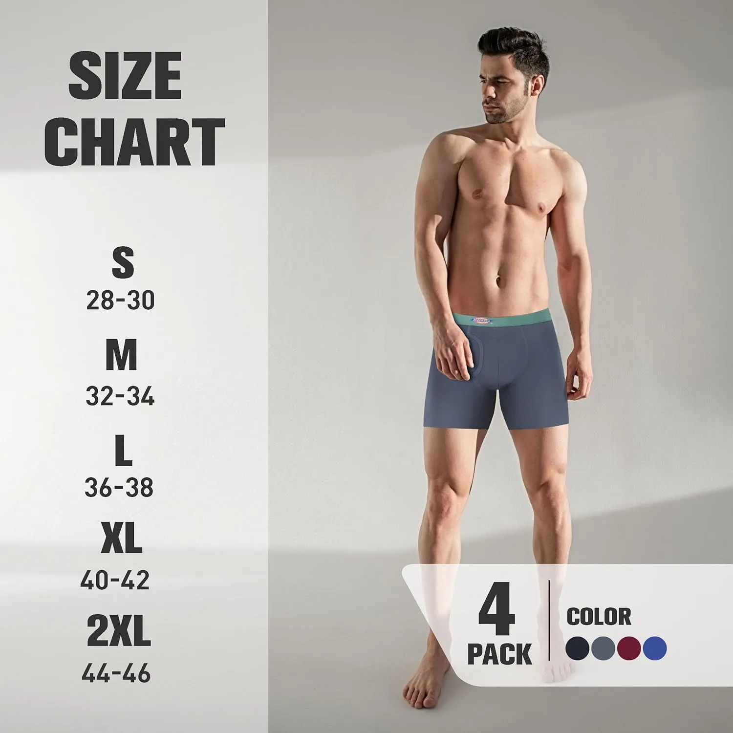 Dickies Mens Underwear 4 Pack Microfiber boxer briefs for men