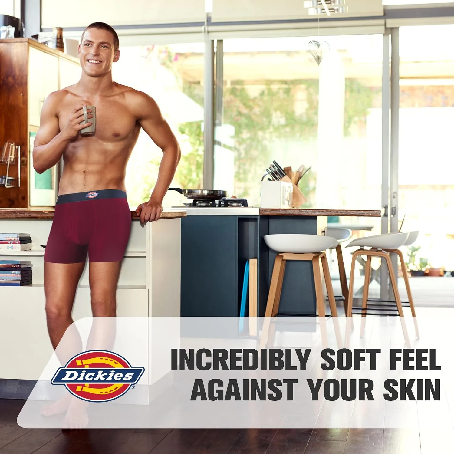 Dickies Mens Underwear 4 Pack Microfiber boxer briefs for men