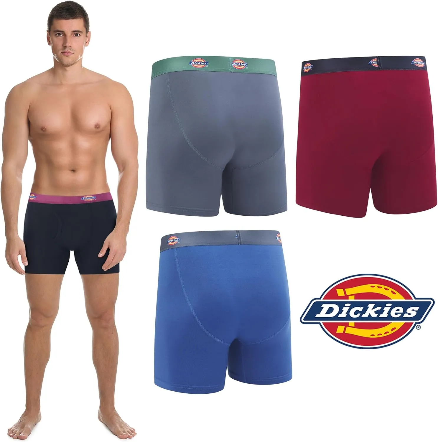 Dickies Mens Underwear 4 Pack Microfiber boxer briefs for men
