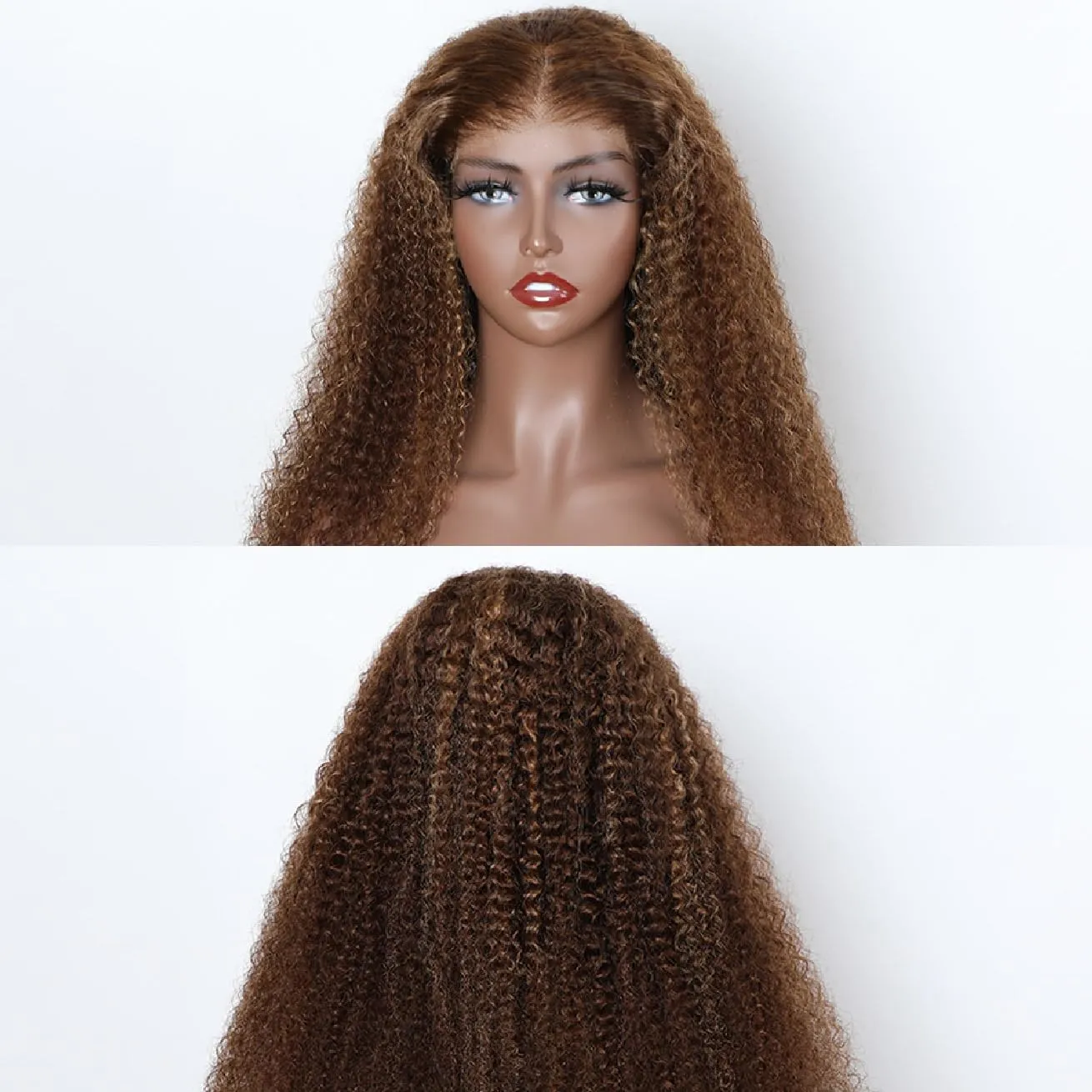 Domiso Wear and Go Glueless Wig Highlight Lace Front Wigs Human Hair Kinky Curly 6x4 HD Lace 4/27 Honey Blonde Curly Wigs for Black Women Lace Pre Cut Glueless Wigs Human Hair Pre Plucked 22 Inch