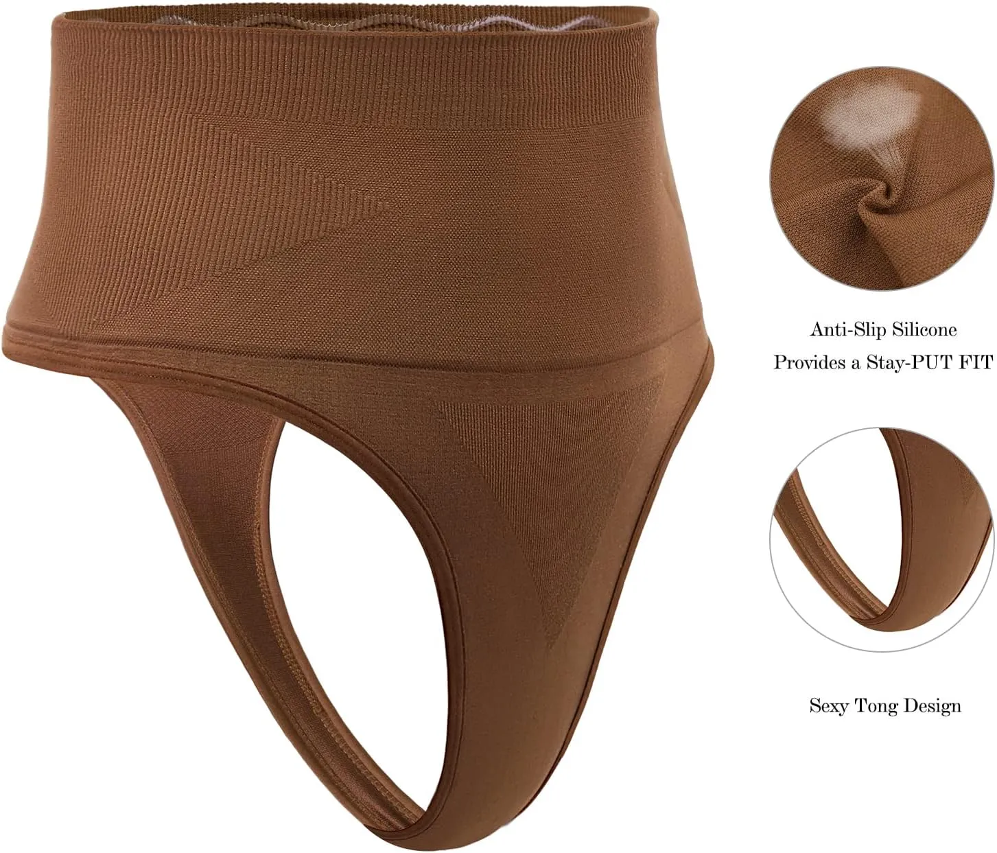 DREAM SLIM Women's Mid-Waist Seamless Tummy Control Thong Shapewear Panties Girdle Underwear