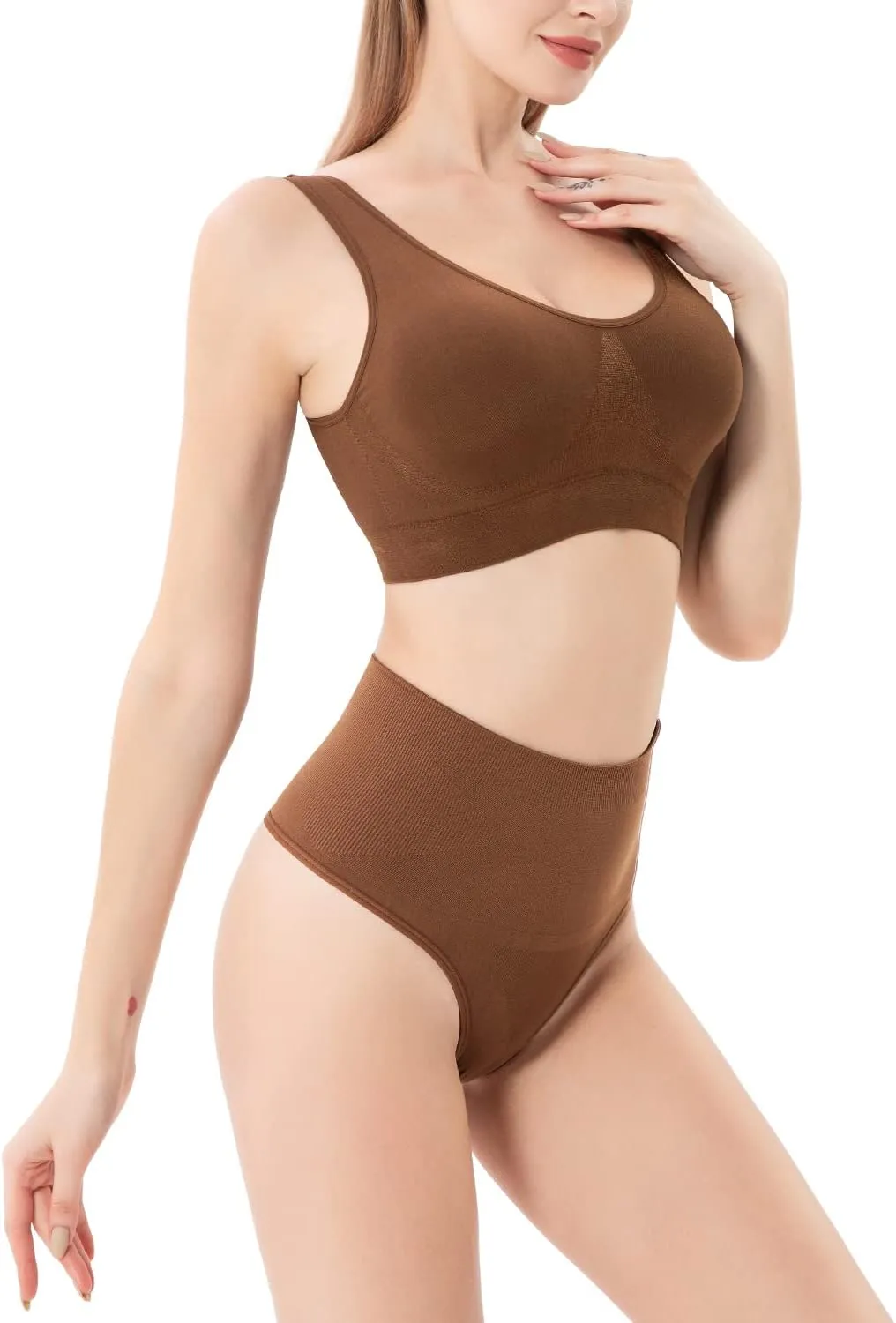 DREAM SLIM Women's Mid-Waist Seamless Tummy Control Thong Shapewear Panties Girdle Underwear