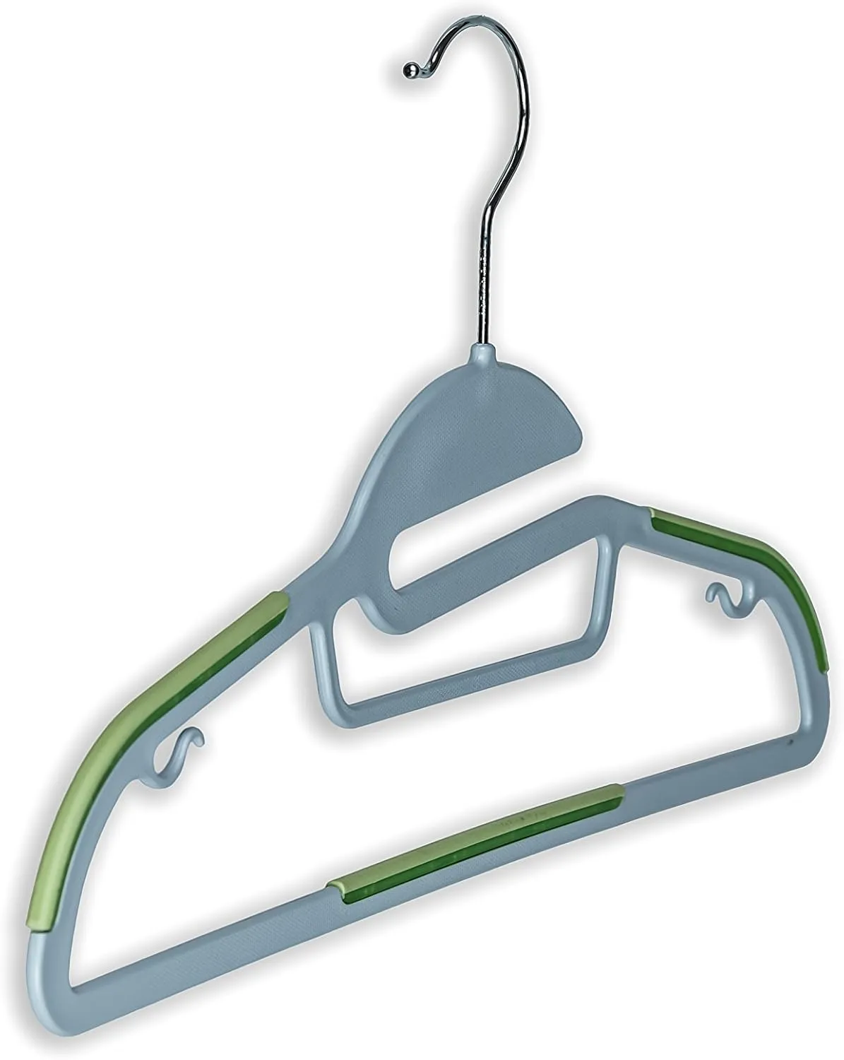 Dry Wet Clothes Hangers Amphibious Light Green with Non-Slip Shoulder Design, Steel Swivel Hooks – Set of 10
