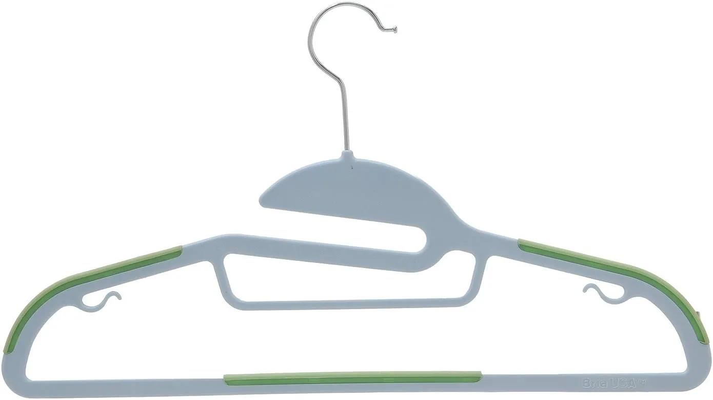 Dry Wet Clothes Hangers Amphibious Light Green with Non-Slip Shoulder Design, Steel Swivel Hooks – Set of 10