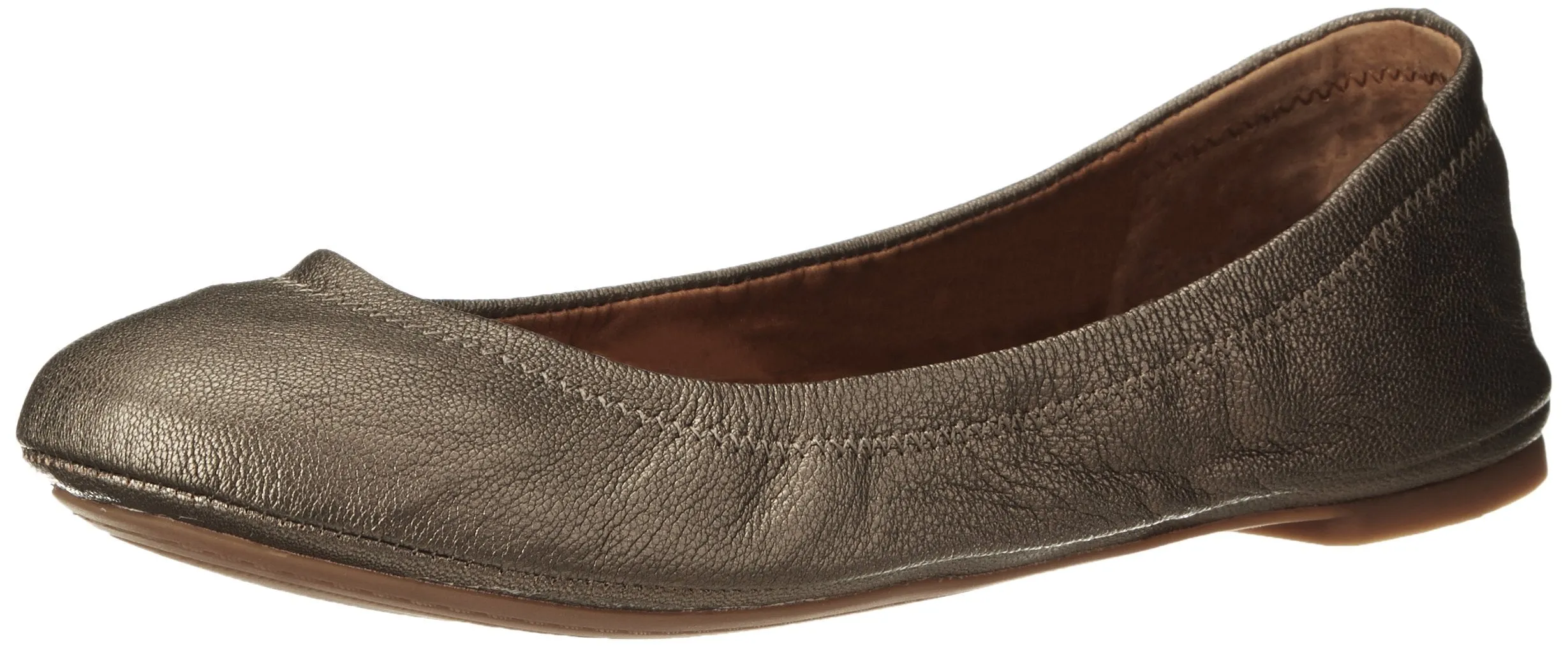 Durable Rounded Ballet Brand Classic Highly recommended Pewter Wide On Toe Leather Slip Shoes Lucky Flat Emmie