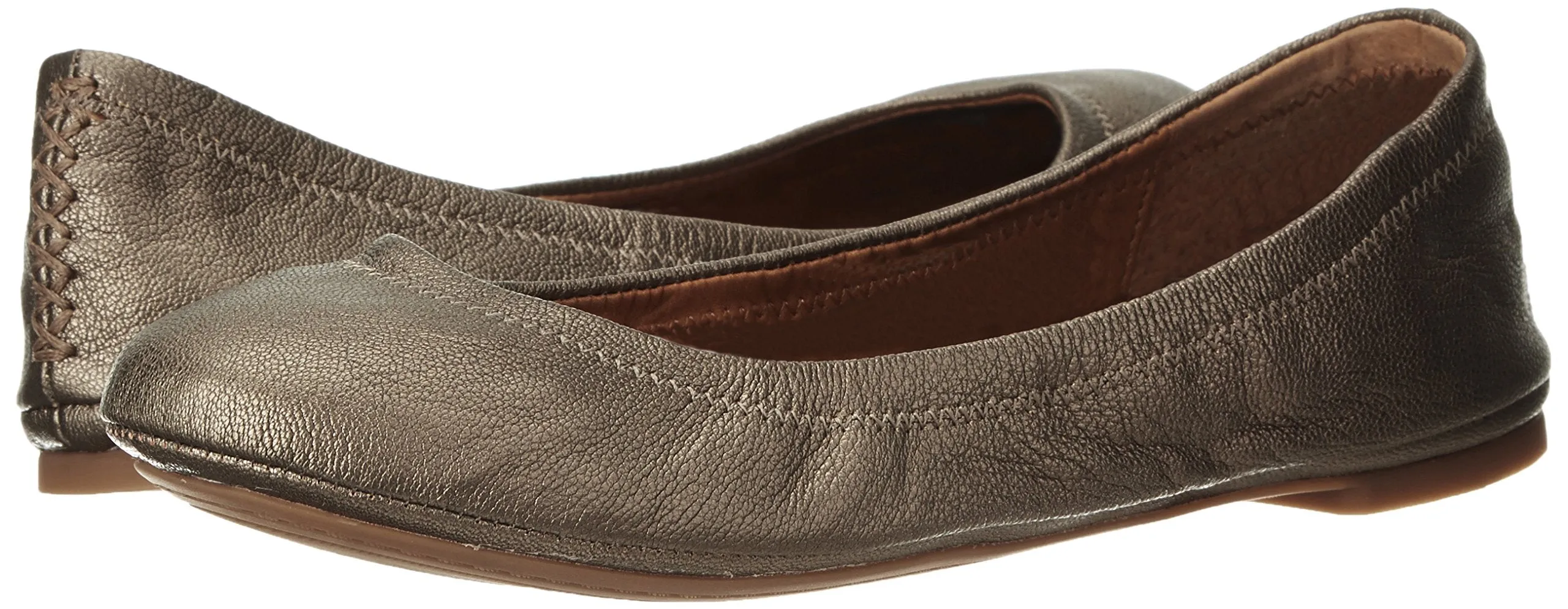 Durable Rounded Ballet Brand Classic Highly recommended Pewter Wide On Toe Leather Slip Shoes Lucky Flat Emmie