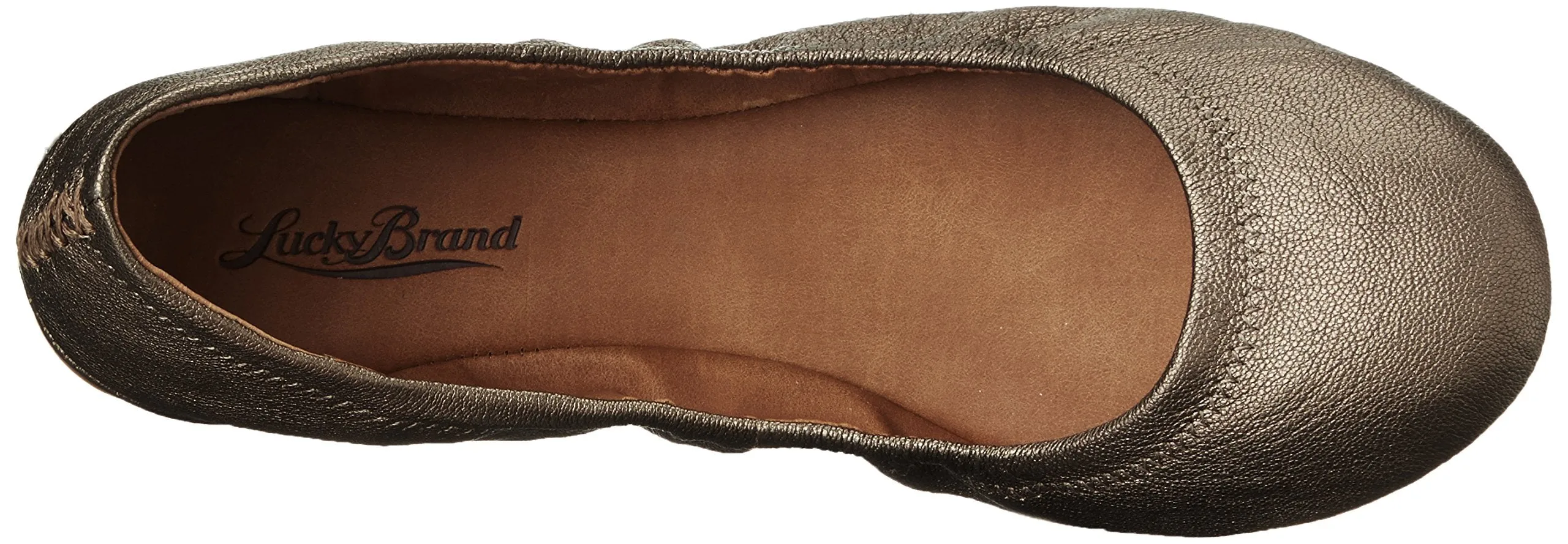 Durable Rounded Ballet Brand Classic Highly recommended Pewter Wide On Toe Leather Slip Shoes Lucky Flat Emmie