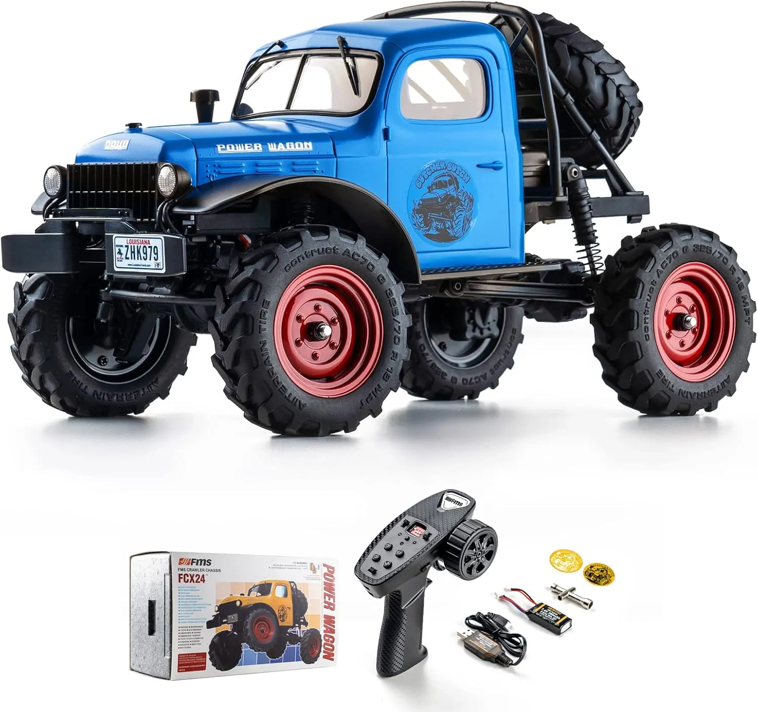 EAZYRC x FMS FCX 1/24 RC Semi Truck RTR, 4x4 RC Crawler for Sandland Desert Dirt Road for Men Boys with Battery, LED Light,Transmission and USB Charger