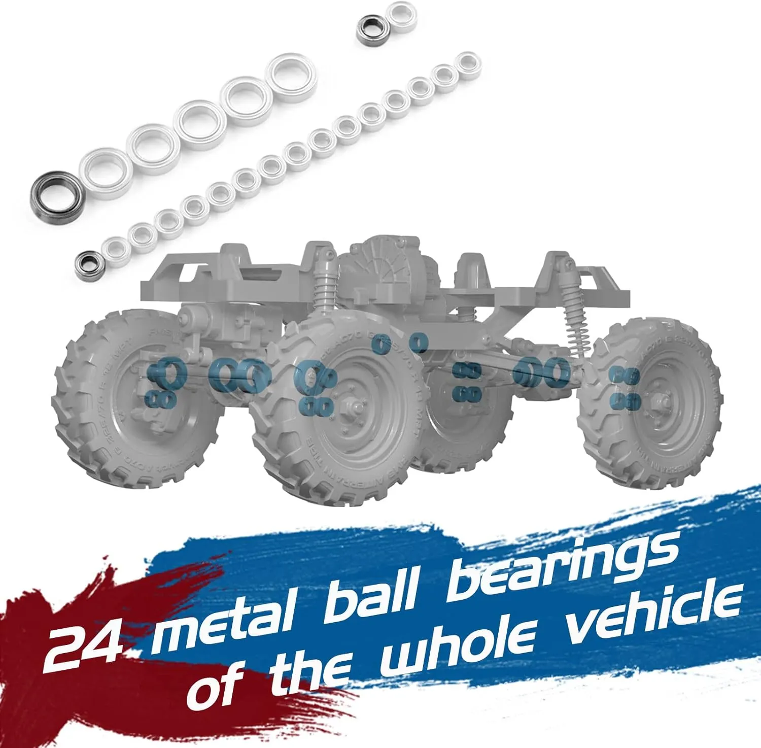 EAZYRC x FMS FCX 1/24 RC Semi Truck RTR, 4x4 RC Crawler for Sandland Desert Dirt Road for Men Boys with Battery, LED Light,Transmission and USB Charger