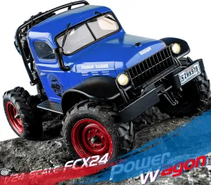 EAZYRC x FMS FCX 1/24 RC Semi Truck RTR, 4x4 RC Crawler for Sandland Desert Dirt Road for Men Boys with Battery, LED Light,Transmission and USB Charger