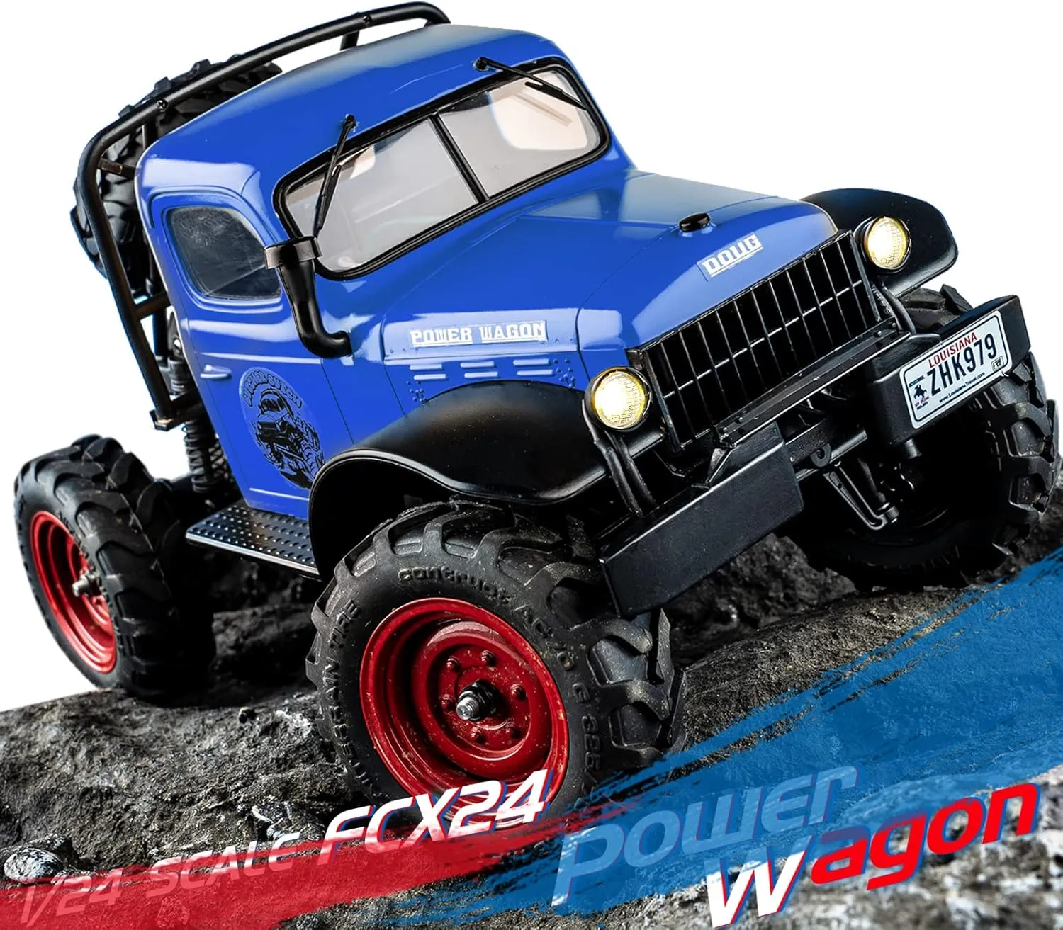 EAZYRC x FMS FCX 1/24 RC Semi Truck RTR, 4x4 RC Crawler for Sandland Desert Dirt Road for Men Boys with Battery, LED Light,Transmission and USB Charger