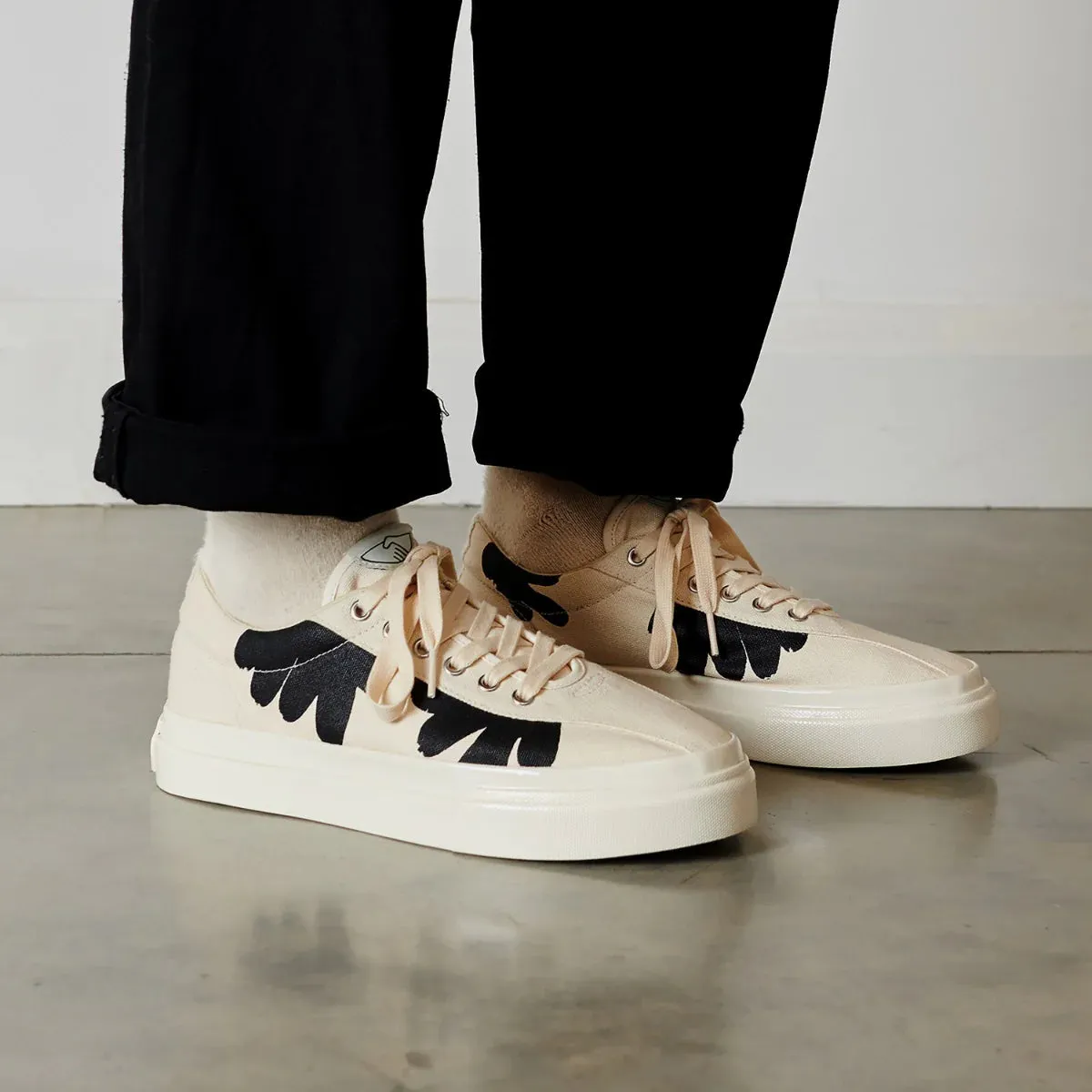 Ecru Black Shroom Hands Suede Dellow Cup Sneakers (unisex)