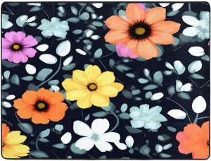 EkcoS Beautiful Colourful Flowers Large Area Rugs for Living Room, Super Soft Fluffy Modern Bedroom Rug,Soft Plush Furry Bedside Rug,(63x48in)